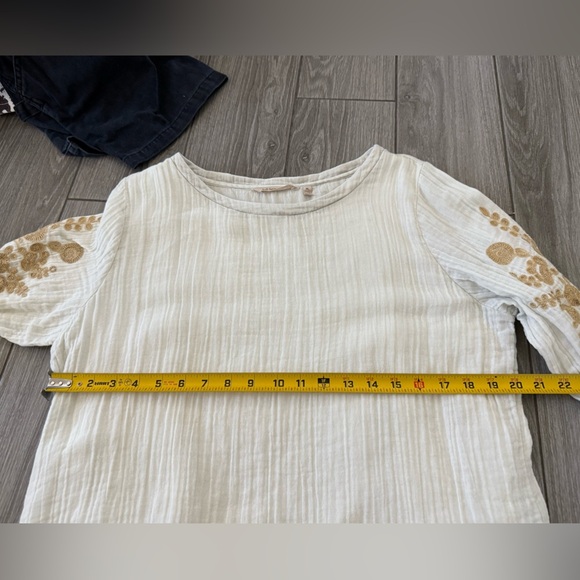 Soft Surroundings|Boho Off-white Gauze Blouse with Embroidered Gold florals•••XL - Picture 13 of 15